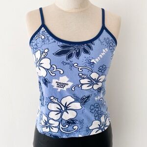 Toronto Maple Leafs Women’s Hawaiian Print Cotton Tank Top, Size Medium, Blue